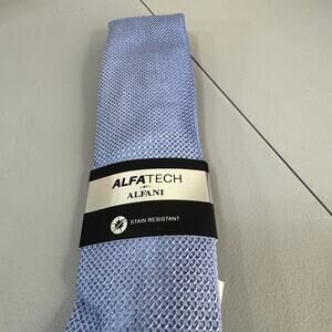 ALFANI‎ ALFATECH Mens Necktie Minetta Solid Blue Stain Resistant Office New